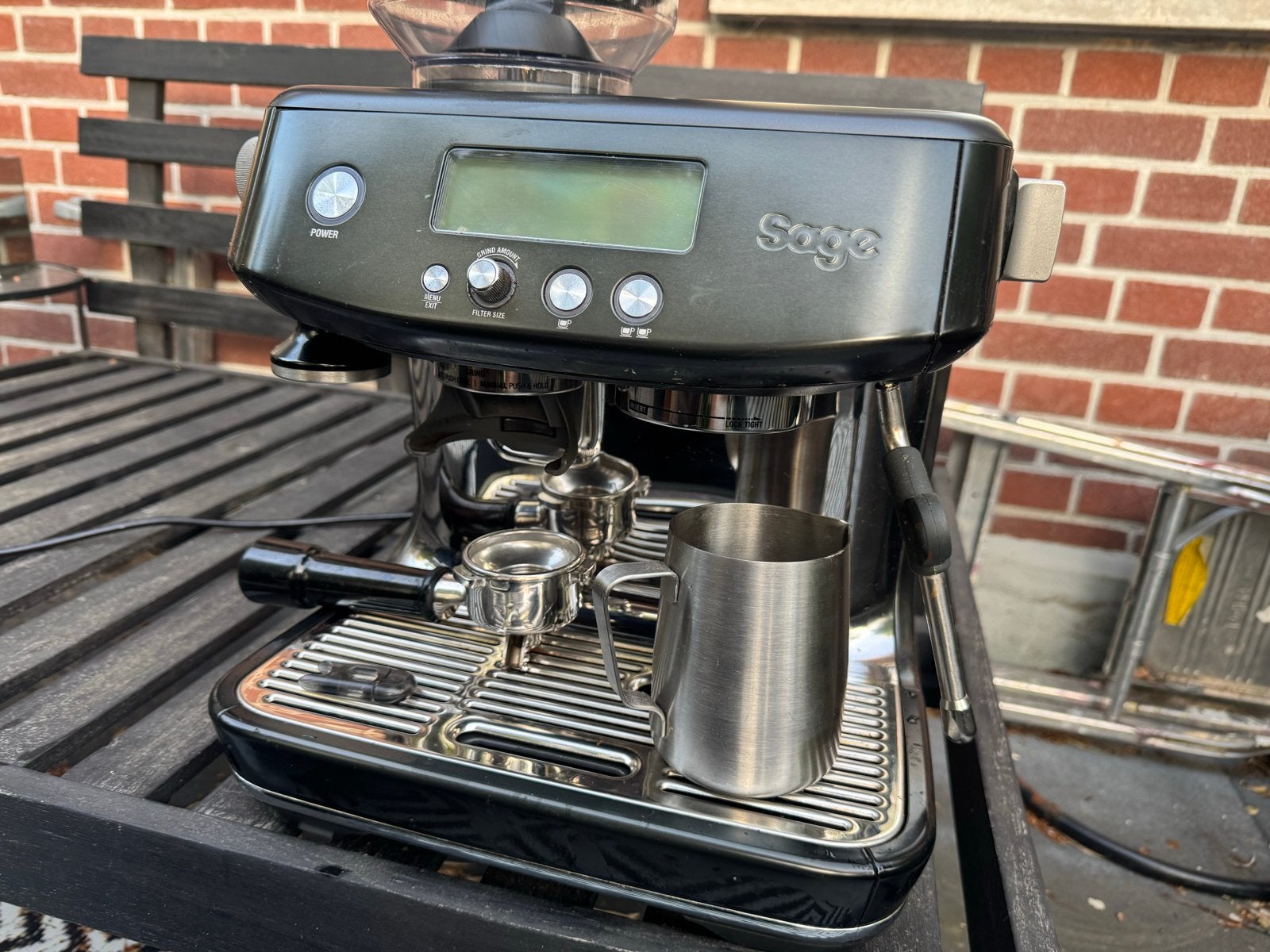 Sage Barista pro Espressomachine - Zo goed als nieuw, Witgoed en Apparatuur, Koffiezetapparaten, Ophalen, Afneembaar waterreservoir