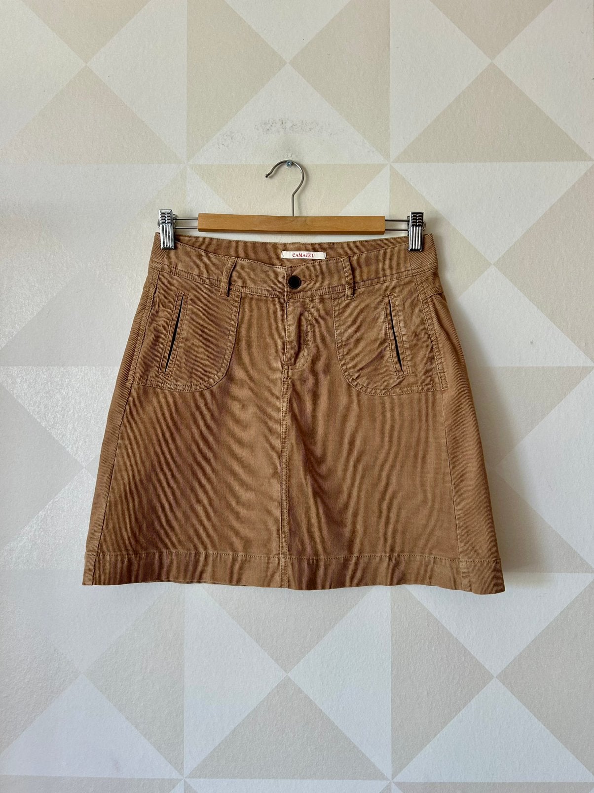 Camaieu Skirt rok ribstof bruin S/36 zgan, Bruin, Camaieu, Ophalen of Verzenden, Zo goed als nieuw