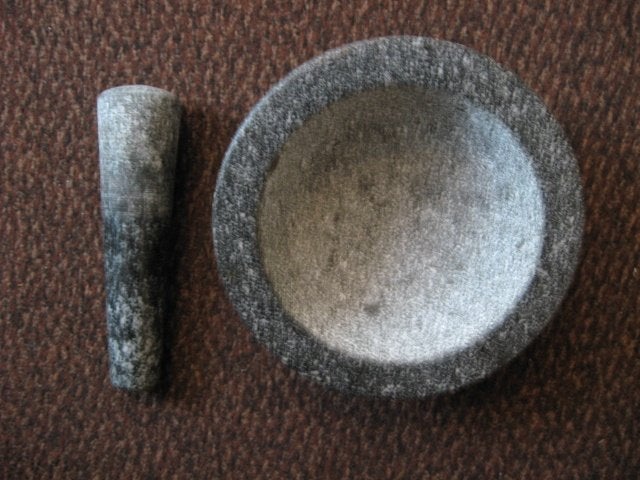 Gusto granieten vijzel met stamper (nieuwstaat), Overige typen, Ophalen of Verzenden, Zo goed als nieuw, Zwart