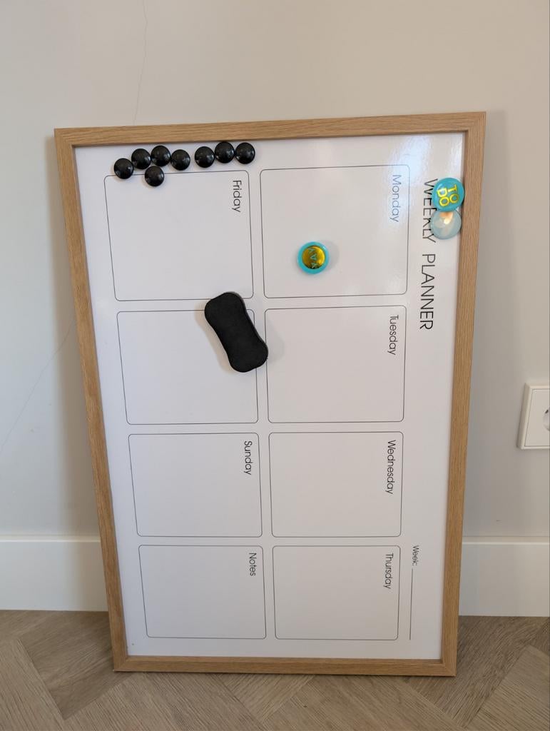 Weekplanner whiteboard magnetisch, Ophalen of Verzenden, Whiteboard