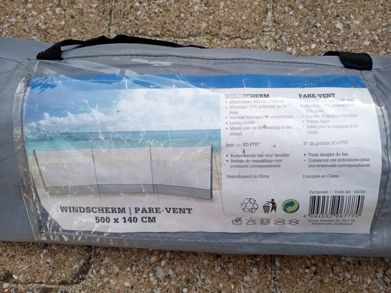 Windscherm 500 x 140 cm voor strand of camping, Ophalen, Zo goed als nieuw