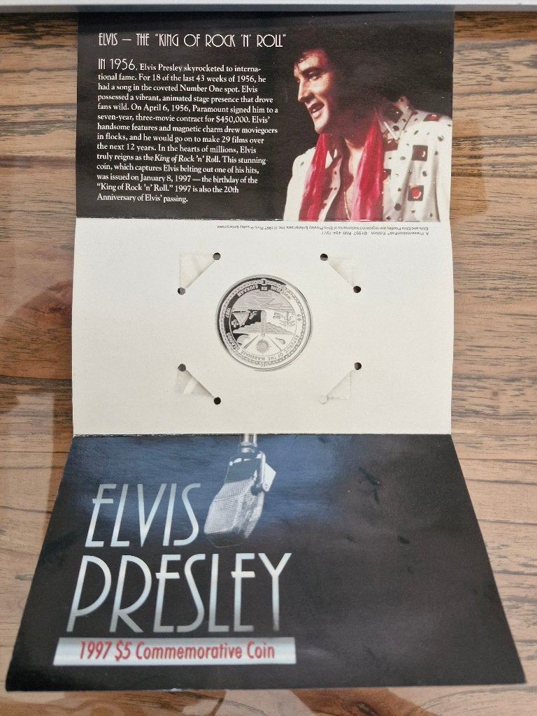1997 Elvis Presley $5 Herdenkingsmunt Marshall UNC Eilands, Ophalen of Verzenden, Overige materialen, Nederland