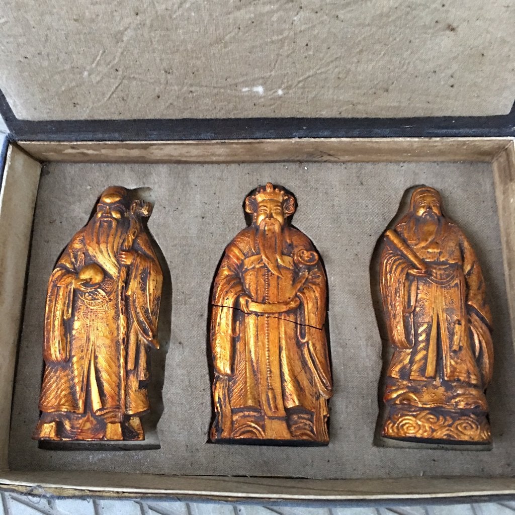 DE DRIE WIJZEN beeldtjes, Antiek en Kunst, Kunst | Beelden en Houtsnijwerken, Ophalen, Overige onderwerpen, Minder dan 20 cm, Overige materialen
