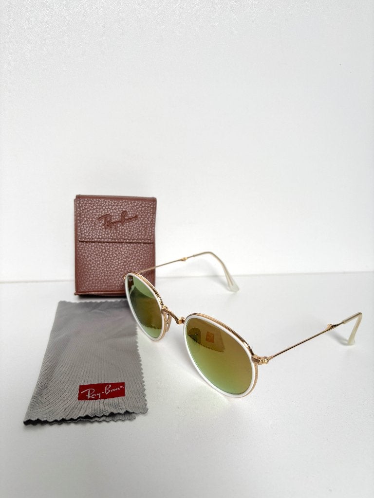 RAY-BAN Wit goud vouw zonnebril, Zonnebril, Wit, Ophalen of Verzenden, Zo goed als nieuw