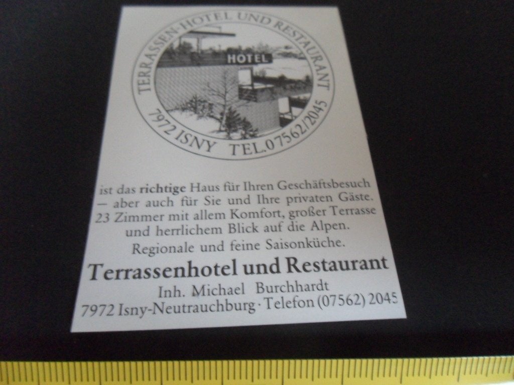 sticker terrassenhotel und restaurant isny neutrauchburg, Ophalen of Verzenden, Zo goed als nieuw