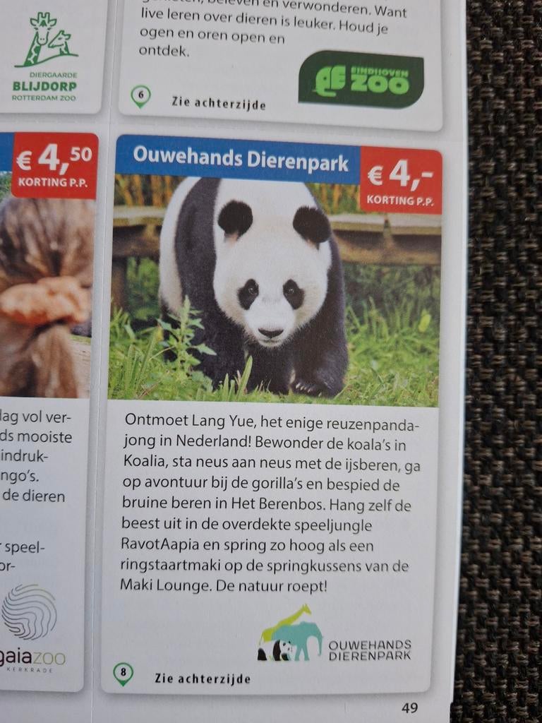 Korting Ouwehands dierenpark, Tickets en Kaartjes, Recreatie | Dierentuinen, Eén persoon, Kortingskaart