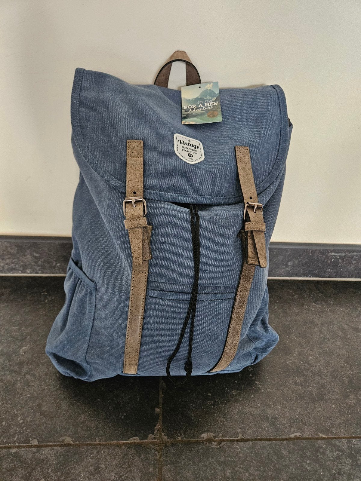 Vintage rugzak met laptopvak - Blauw NIEUW, 25 tot 40 cm, Nieuw, Ophalen of Verzenden, Overige merken
