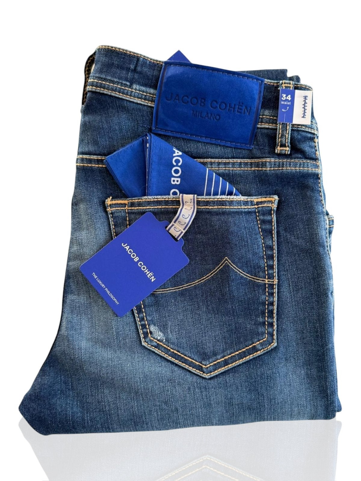 Mooie Jacob Cohen jeans 33, 34 Nick Slim blauw NIEUW, Verzenden, Nieuw, Blauw, W33 - W34 (confectie 48/50)