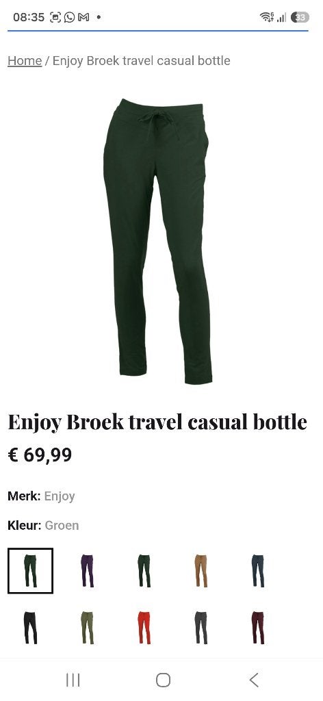 Nieuwe Enjoy travel jogger broek maat XL kleur pine - petrol, Maat 46/48 (XL) of groter, Enjoy, Nieuw, Ophalen of Verzenden