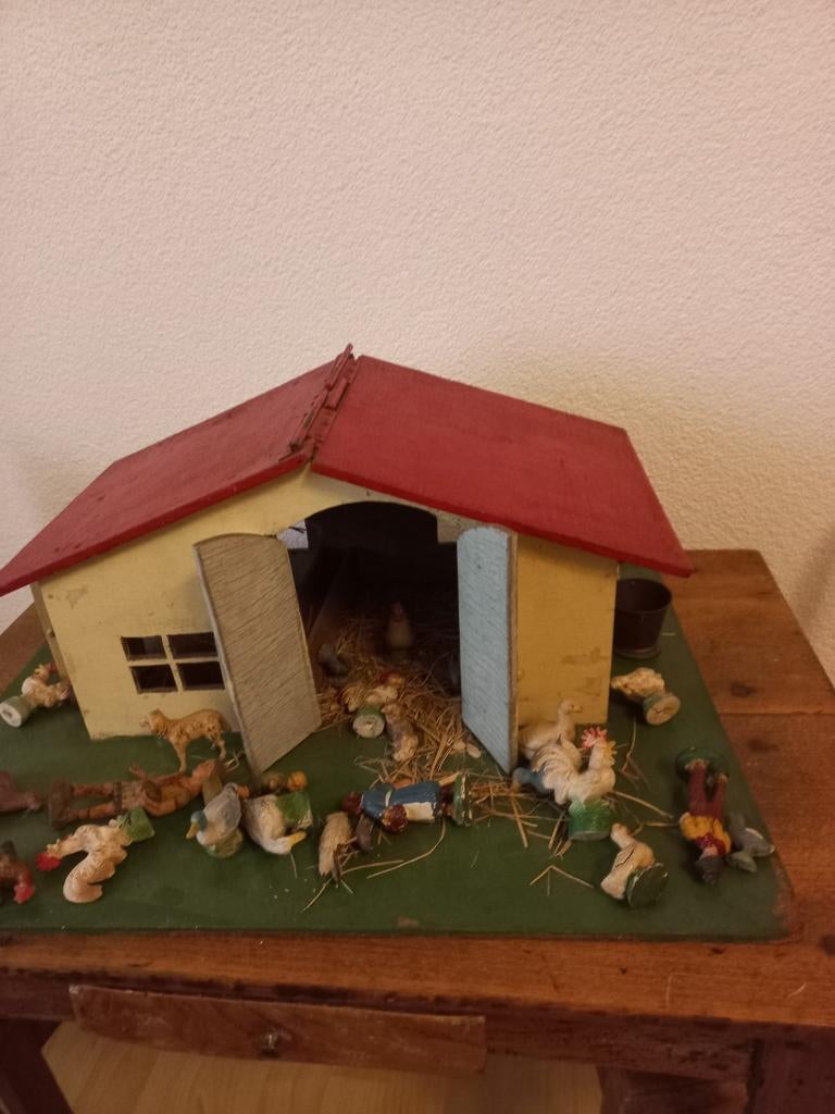 Vintage boerderij met dierenfiguren, Ophalen of Verzenden, Gebruikt