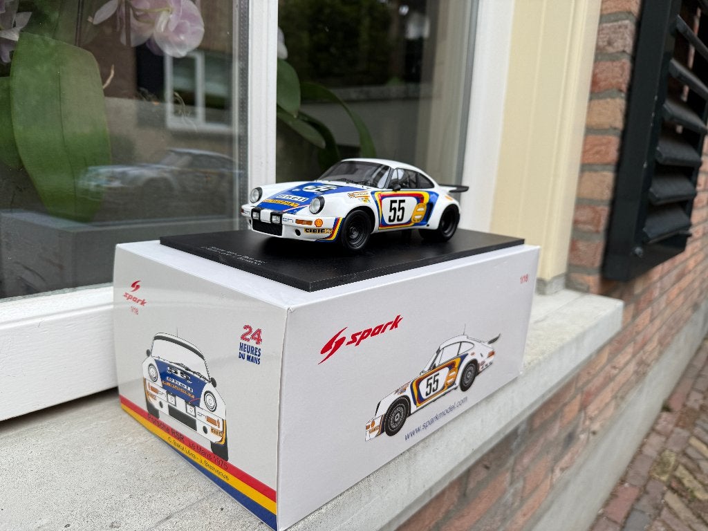 1:18 Porsche 911 RSR #55 LeMans 1975 Spark 18S289, Hobby en Vrije tijd, Overige merken, Auto, Models@sparkmodel.com, Nieuw