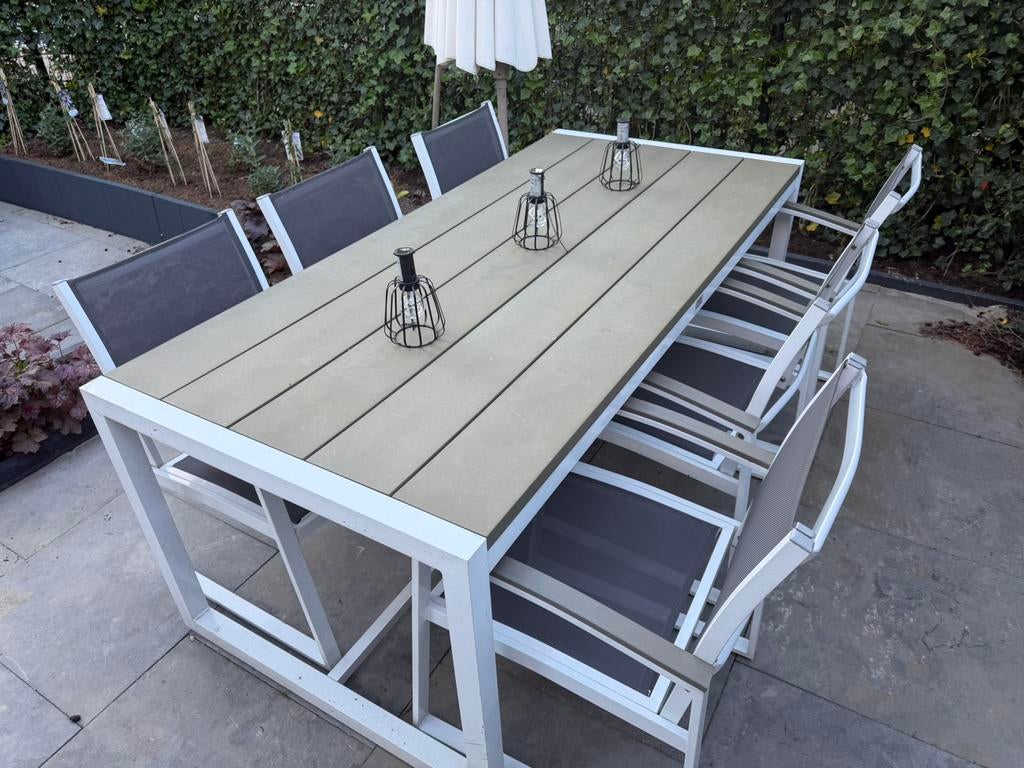 Bois le duc tuintafel set - 6 pers, Ophalen, Gebruikt, 6 zitplaatsen, Aluminium