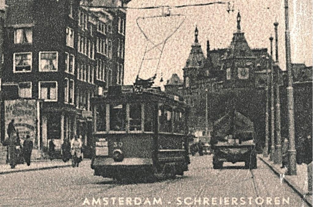 946402 Amsterdam tram Schijerstoren niet gelopen, Ophalen of Verzenden, 1920 tot 1940, Ongelopen, Noord-Holland