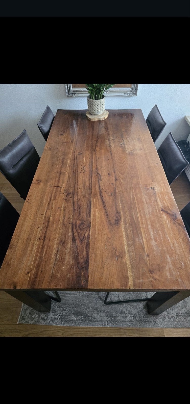 Teak eettafel met 6 stoelen, Huis en Inrichting, Gebruikt, 100 tot 150 cm, Teakhout, Ophalen of Verzenden