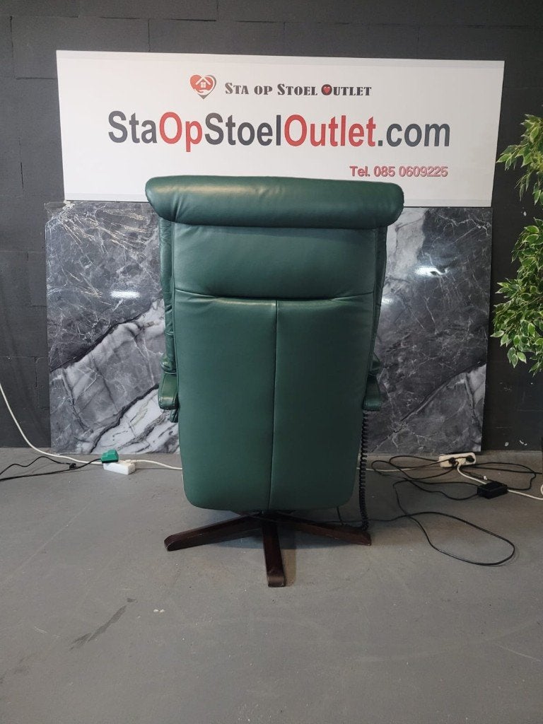 Staopstoel Malmo Groen Leder met Topswing, Minder dan 75 cm, Leer, Ophalen of Verzenden, Zo goed als nieuw