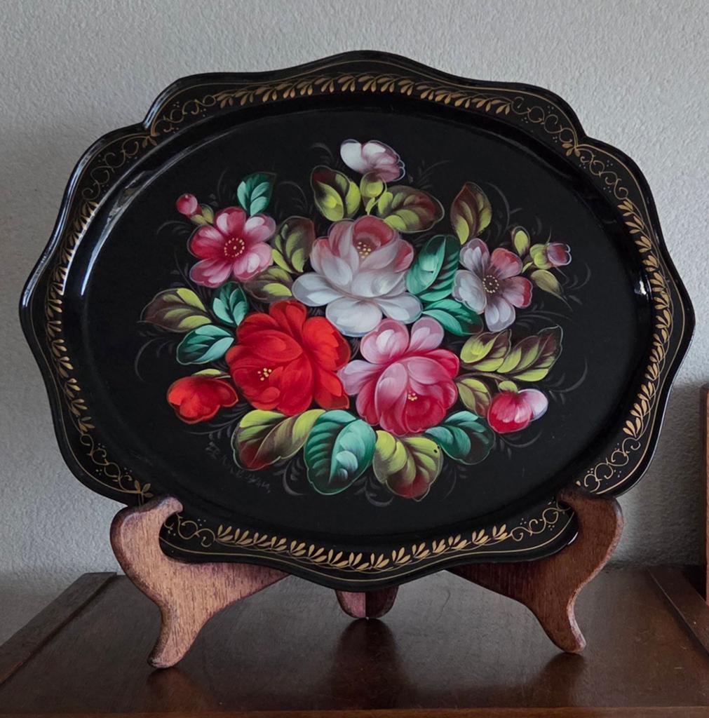Vintage Zhostovo dienblad, Ophalen of Verzenden, Gebruikt, Metaal