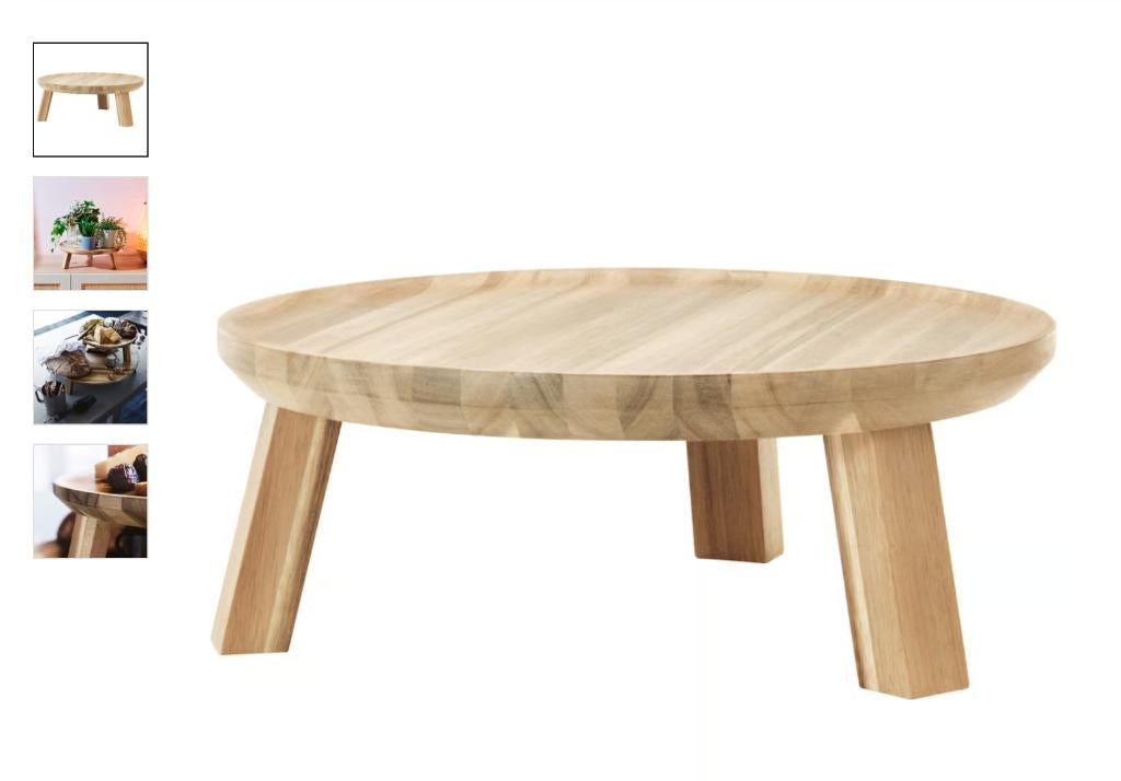 Gezocht Ikea Skogsta dienblad op pootjes 35cm, Huis en Inrichting, Ophalen of Verzenden, Zo goed als nieuw, Rond, Hout
