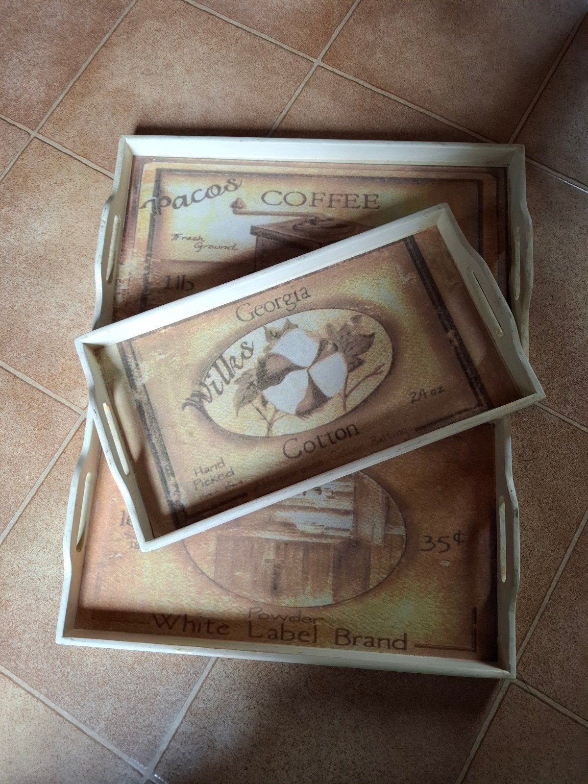 Setje 3 dienbladen keuken decoratie, Ophalen, Nieuw, Rond, Hout