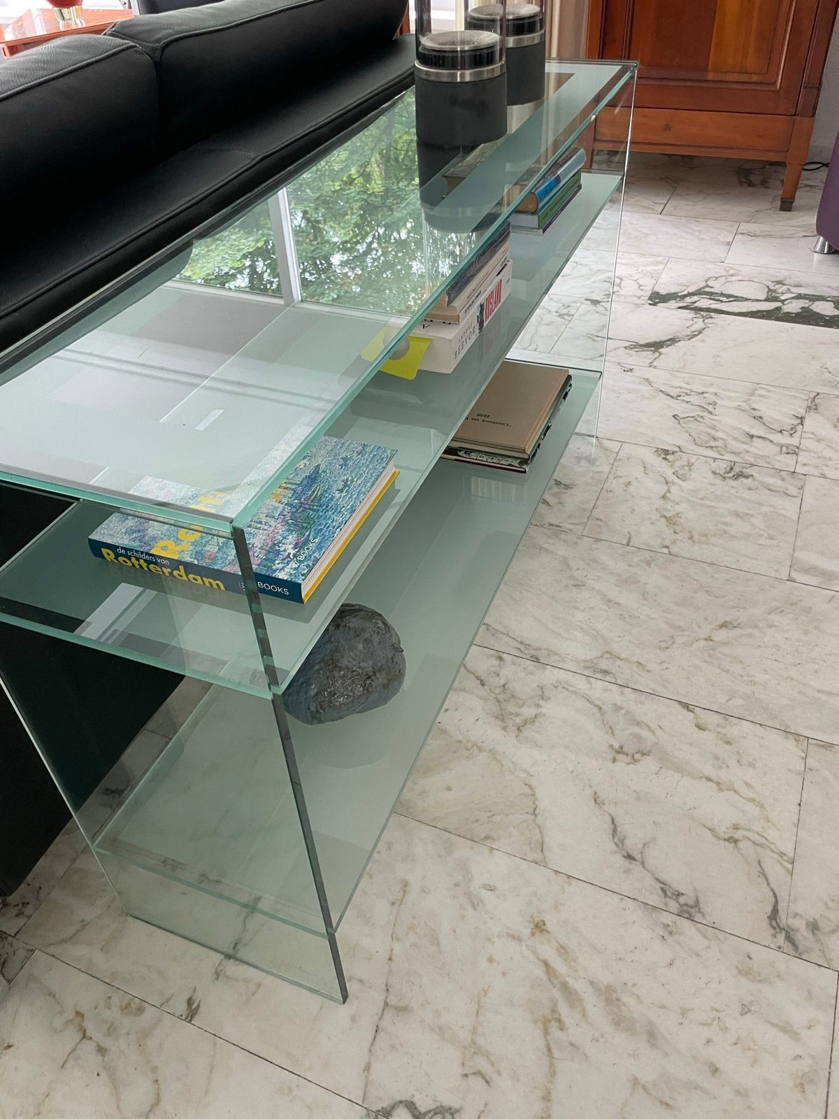 Glazen Console Tafel / Bijzettafel met 3 Planken, Ophalen, Gebruikt