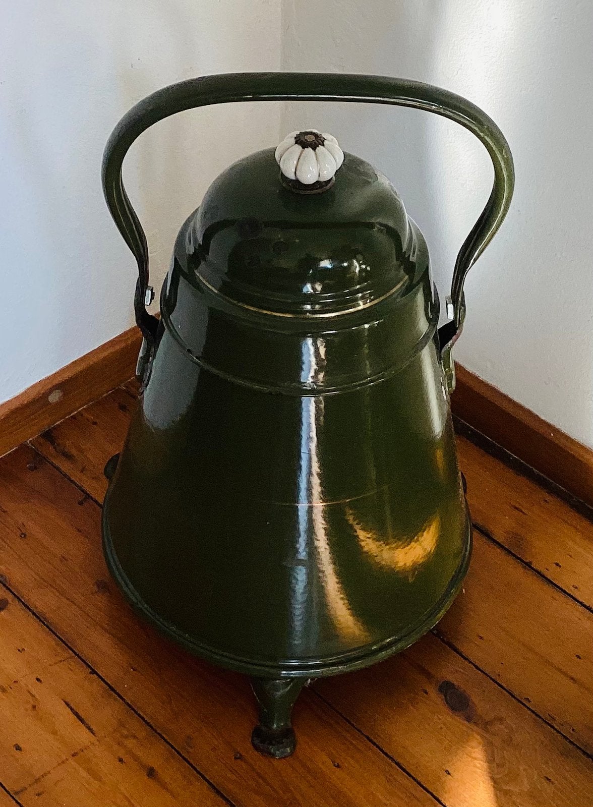 Antieke emaille doofpot,met originele binnenpot,kolenkit, Antiek en Kunst, Antiek | Emaille, Ophalen