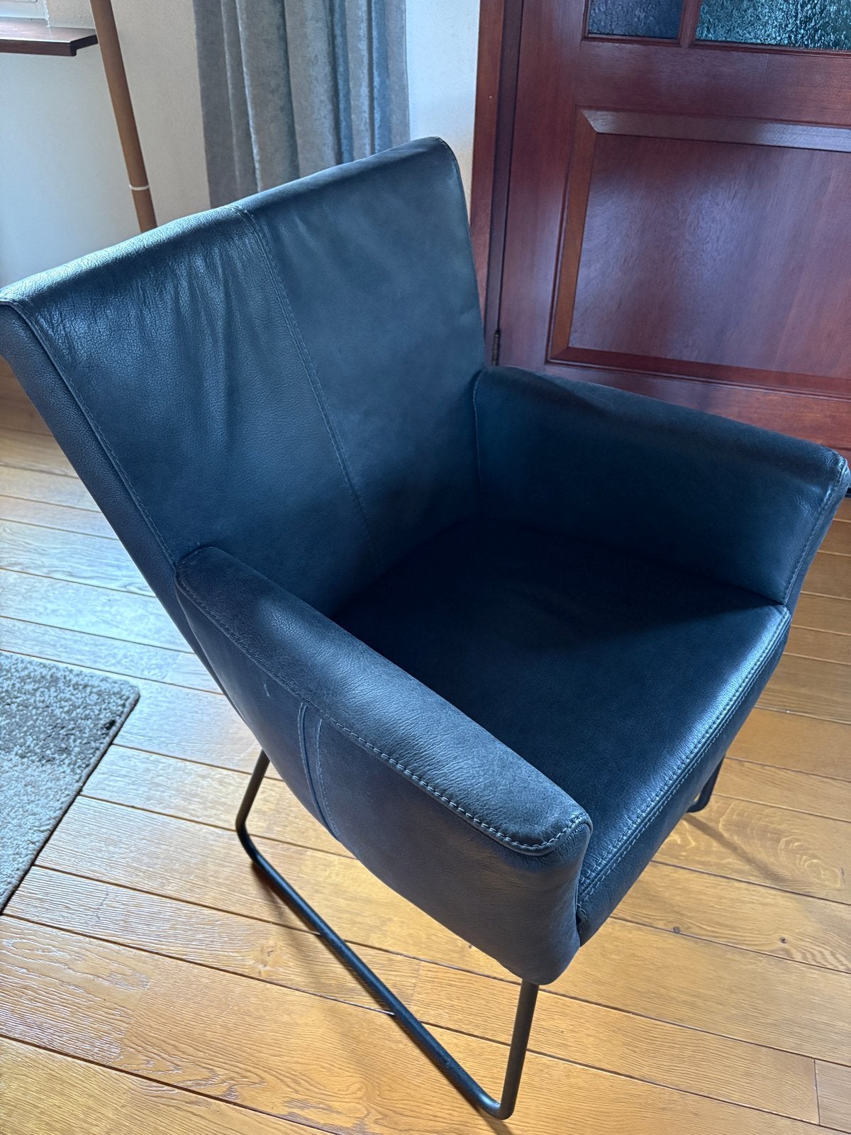 Set van 4 Leren fauteuil / eetkamerstoelen- Zwart, Ophalen, Gebruikt, Zwart, Leer