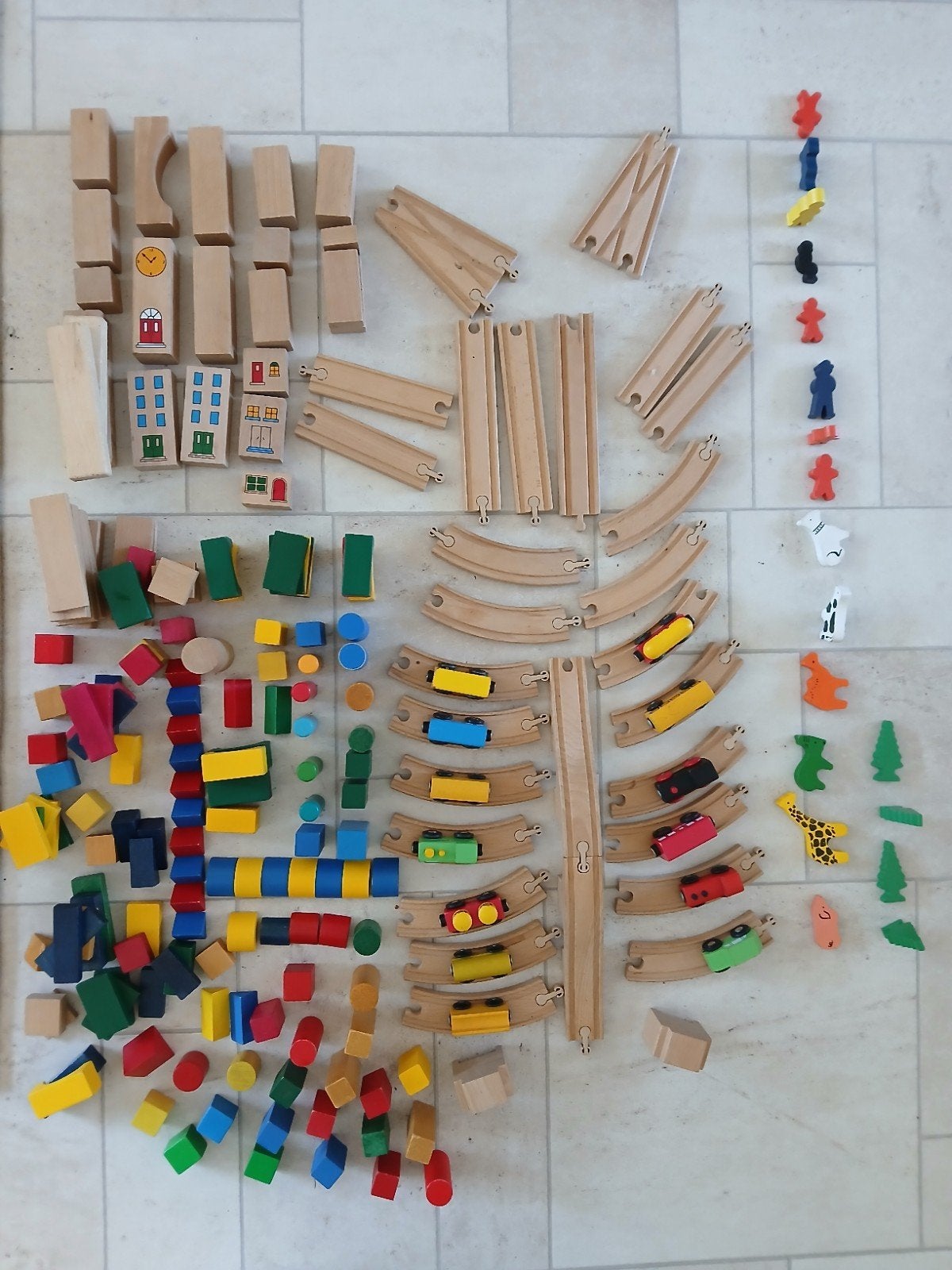 Houten treinrails met veel accessoires, Kinderen en Baby's, Speelgoed | Houten speelgoed, Ophalen, Gebruikt