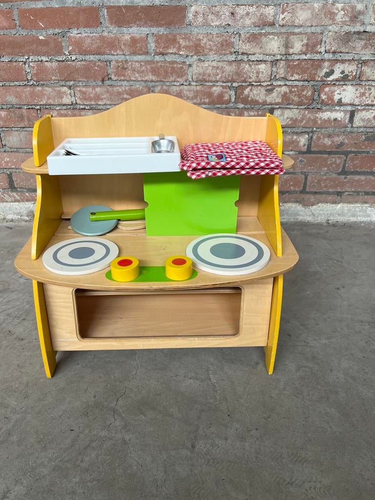 Houten kinderkeuken met accessoires, Kinderen en Baby's, Speelgoed | Speelkeukens, Ophalen of Verzenden, Gebruikt, Hout, Speelkeuken