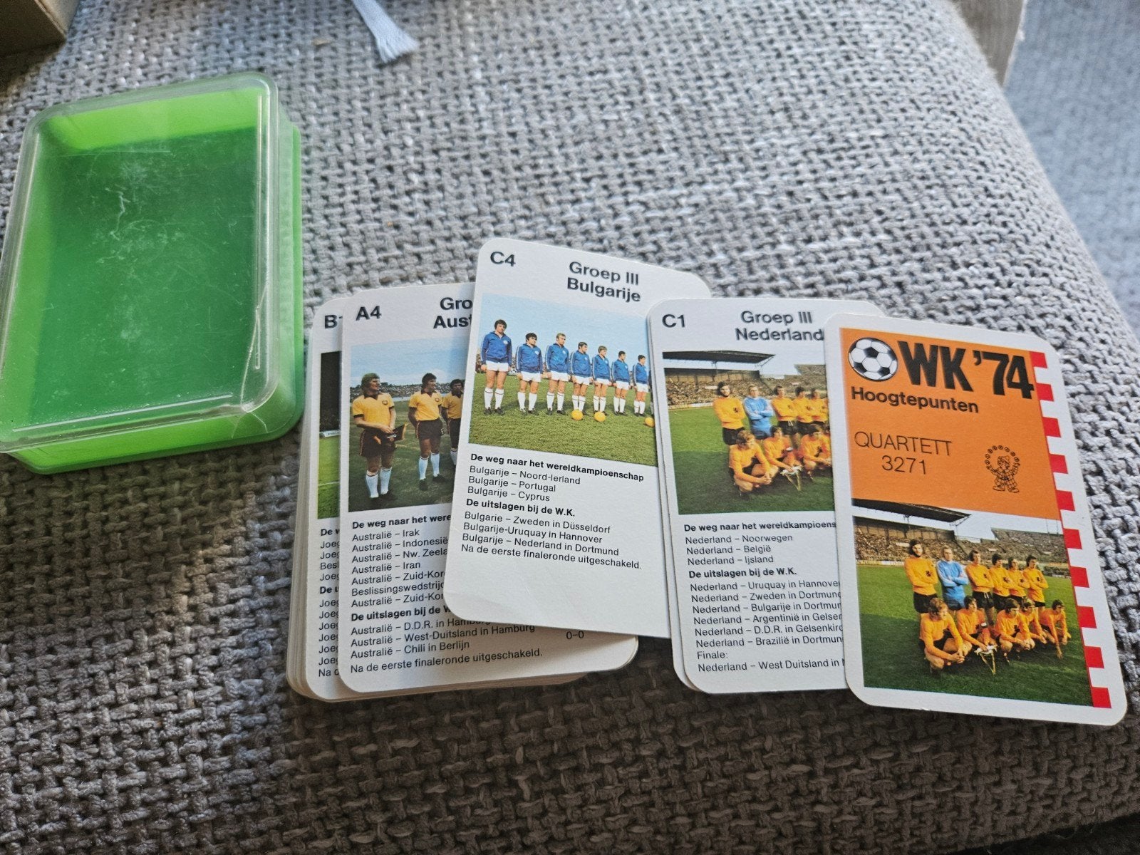 WK '74 Hoogtepunten Quartett Kaartspel - Voetbal Memorabilia, Ophalen of Verzenden, Gebruikt