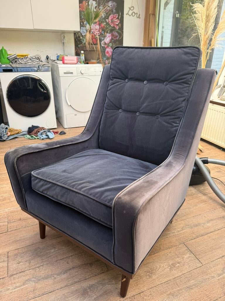 Prachtige stoel marine blauw van Made, Ophalen of Verzenden, Zo goed als nieuw, 75 tot 100 cm, 50 tot 75 cm