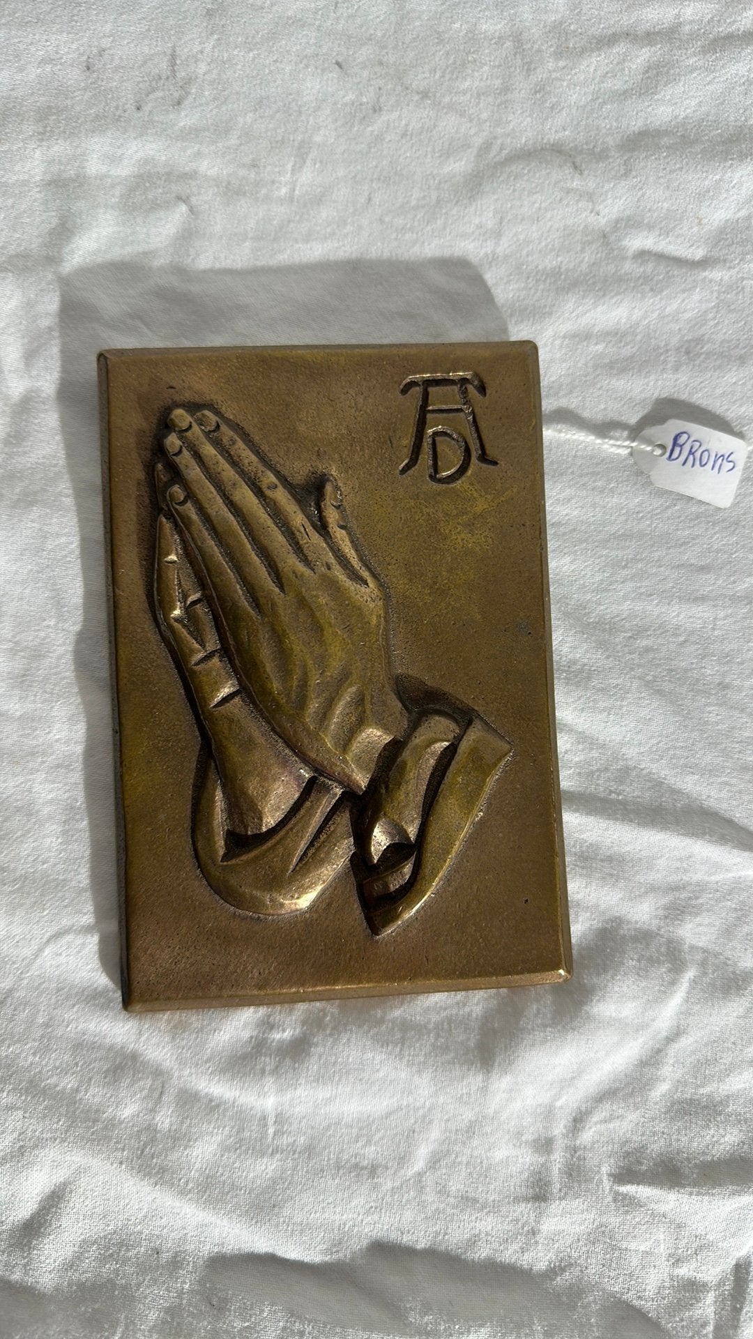Antieke bronzen plaquette Biddende handen Albrecht Durer, Antiek en Kunst, Ophalen