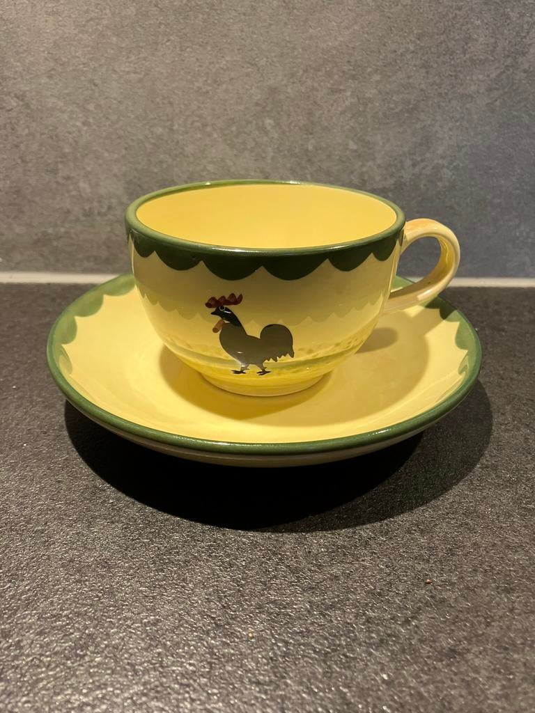 Prachtig kop en schotel Kip, Antiek en Kunst, Antiek | Servies los, Ophalen of Verzenden