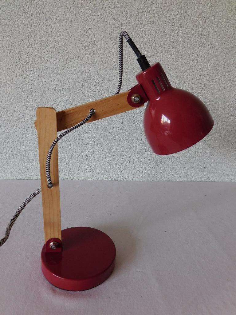Leitmotiv Tafellamp - Bureaulamp Ogle - roze-rood metaal - h, Ophalen of Verzenden, Zo goed als nieuw, Hout