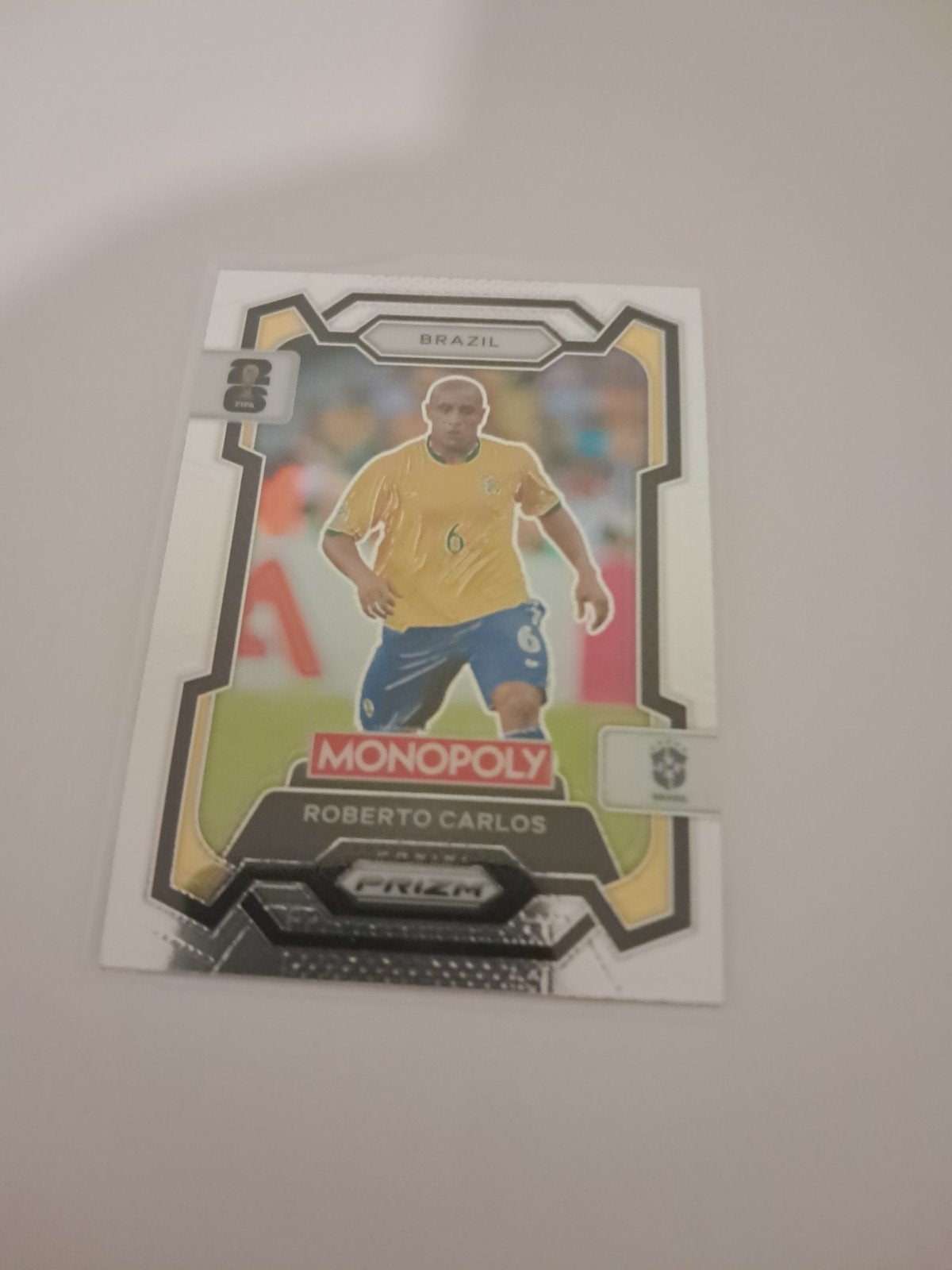 Roberto Carlos Monopoly Prizm Voetbal Spelerskaart Brazilië, Ophalen of Verzenden, Zo goed als nieuw, Buitenlandse clubs, Spelerskaart
