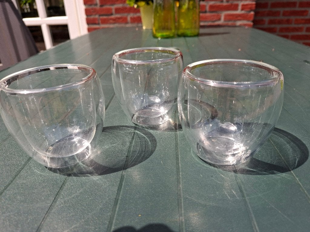 3 DUBBELWANDIGE GLAZEN, Ophalen of Verzenden, Zo goed als nieuw, Overige typen