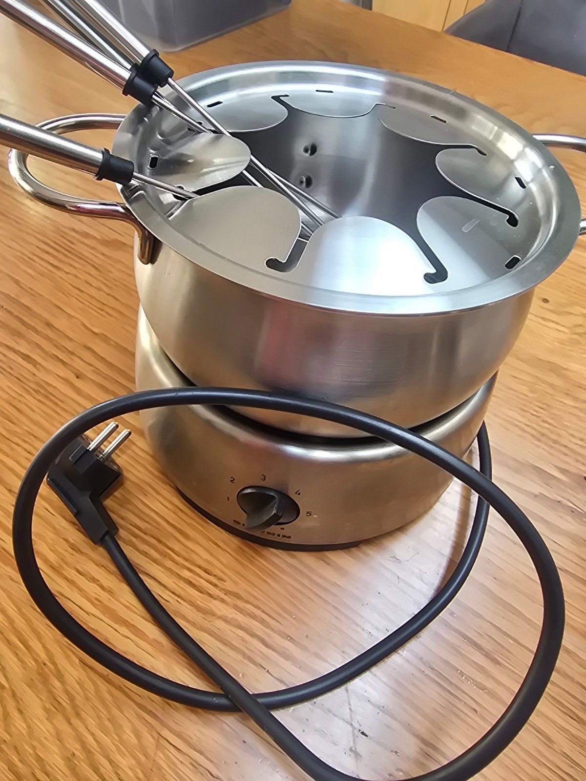 Elektrische fondueset - compleet met vorken, Ophalen of Verzenden, Gebruikt, Elektrisch, Fondueset