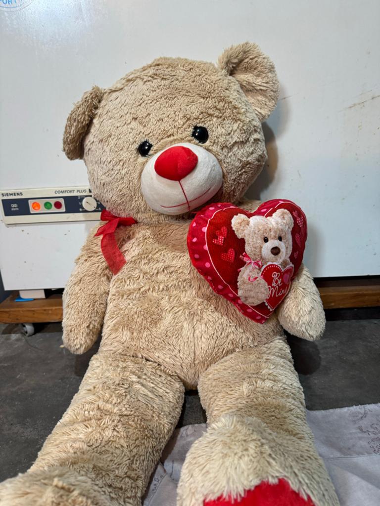 Grote knuffelbeer met hartje, Ophalen of Verzenden, Gebruikt, Stoffen beer, Overige merken