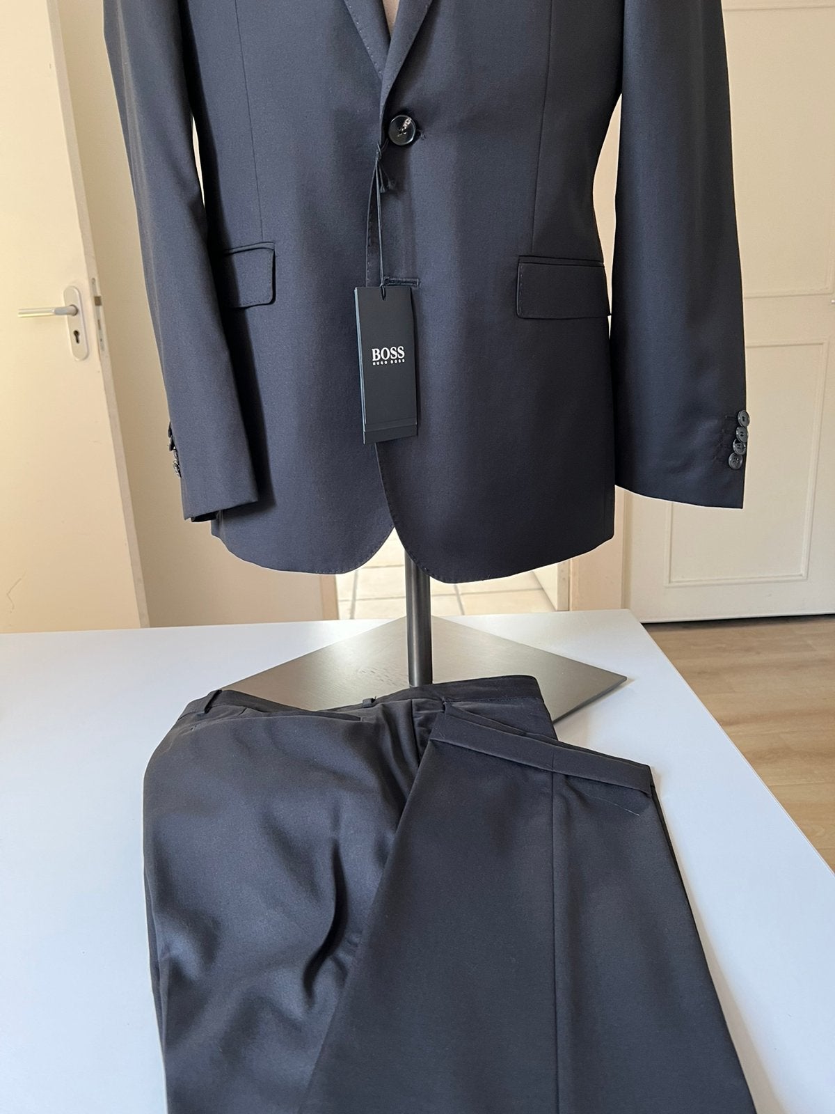 BOSS SLIM FIT Trouw PAK VAN SCHEERWOLLEN Zwart, Maat 48/50 (M), Zwart, Nieuw, Ophalen of Verzenden