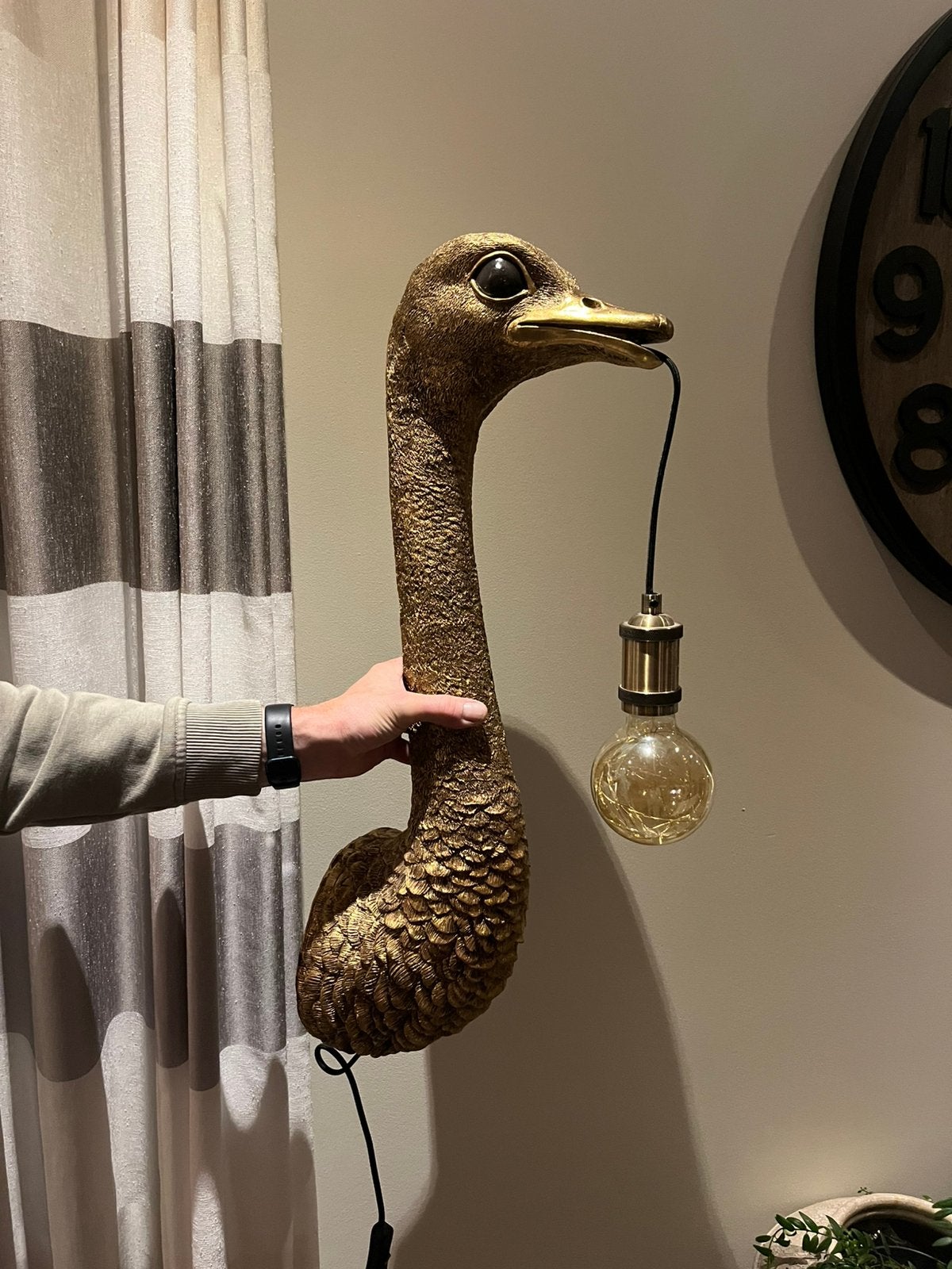 Pauwen lamp goudkleurig, Goud, Overige stijlen, E27 (groot), Ophalen of Verzenden