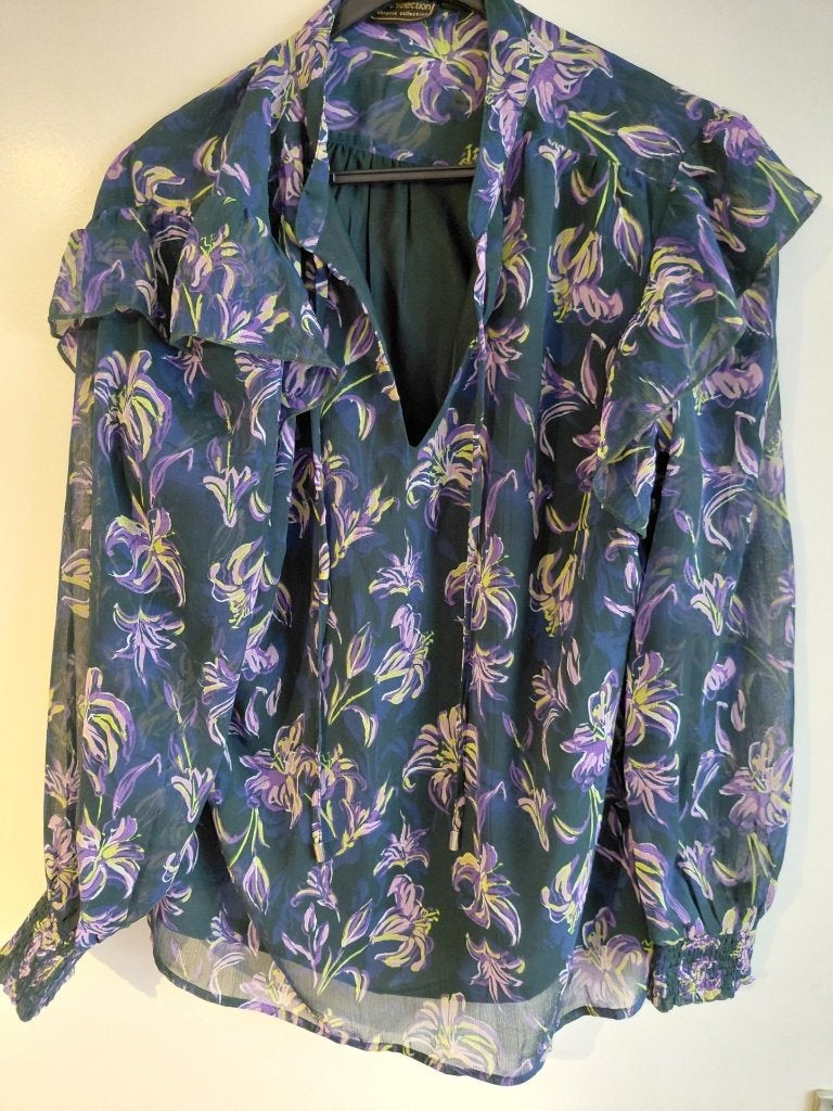 Top mt44 blauw met figuurtjes, Blauw, Maat 42/44 (L), Ophalen of Verzenden, Zo goed als nieuw