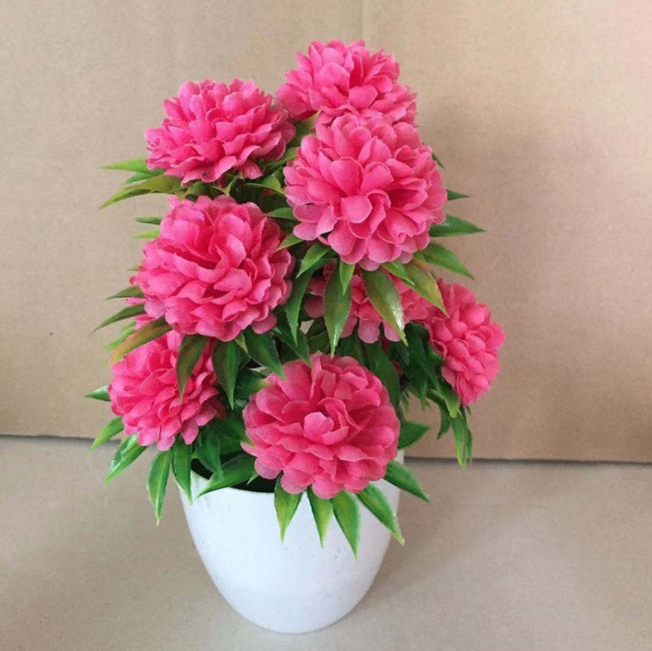 Roze Kunst Chrysanten Met Pot Bloemen Planten Sier Nep Decor, Verzenden, Nieuw, Kunstbloem