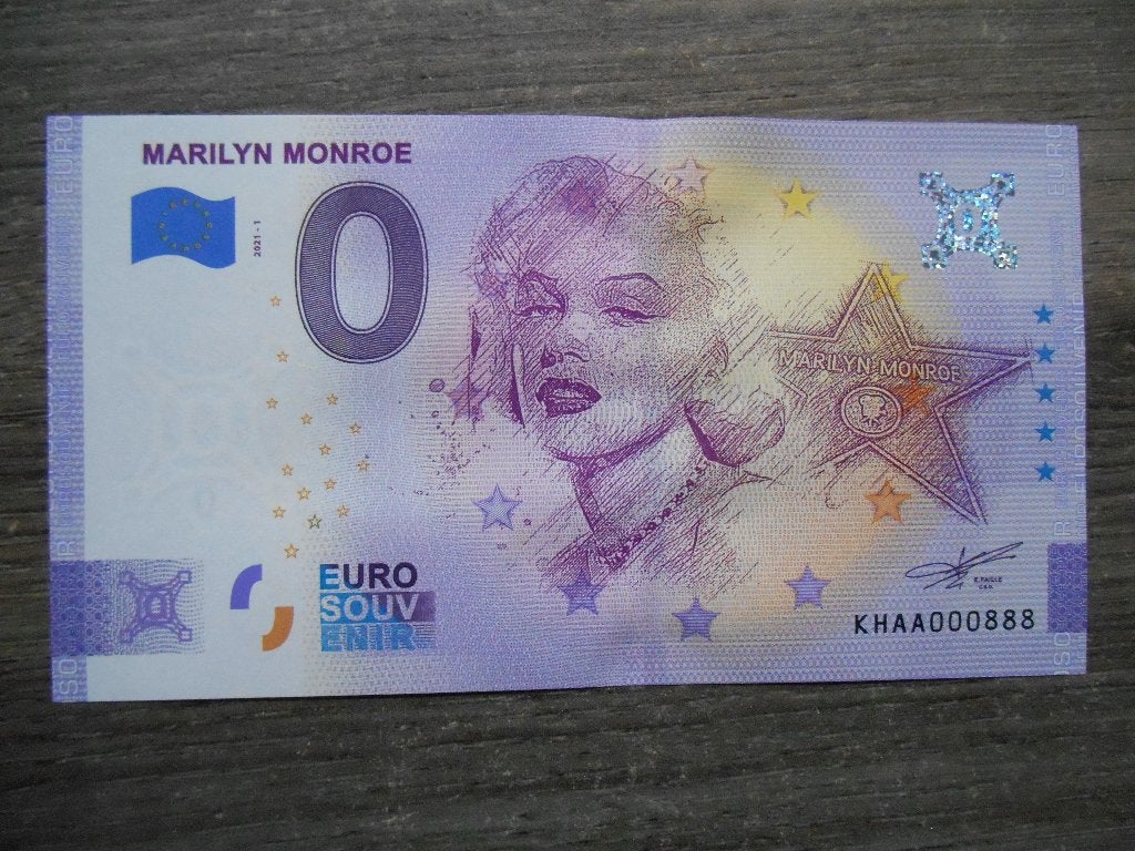 0 eurobiljet Marilyn Monroe euro biljet, Ophalen of Verzenden, Zuidoost-Azië, Los biljet