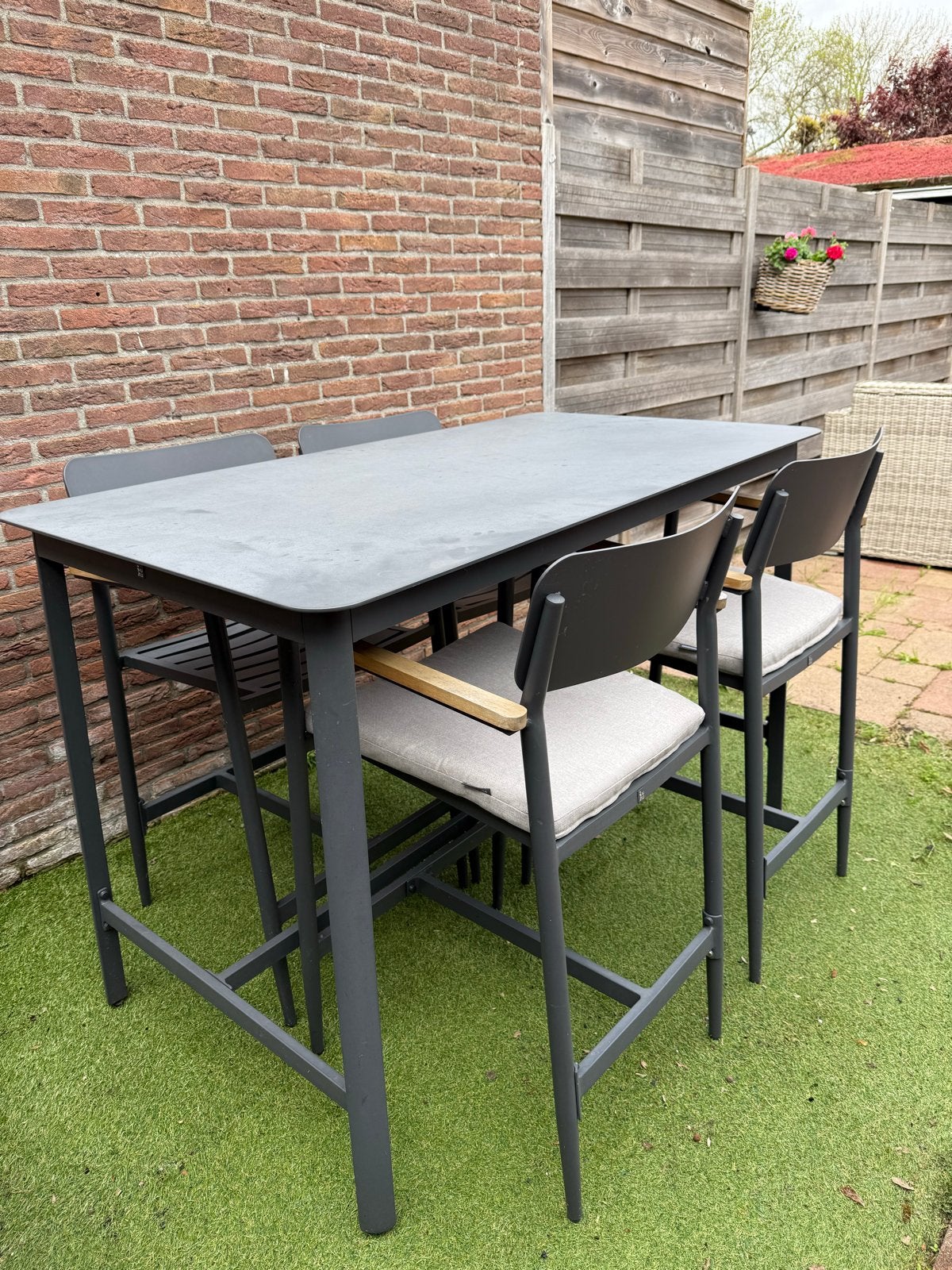 Intratuin 4-zits barset antraciet aluminium, Ophalen, Gebruikt, Rechthoekig, Aluminium