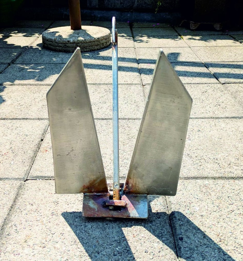 klap anker RVS / 5 kg + ketting, Watersport en Boten, Ophalen of Verzenden, Overige typen
