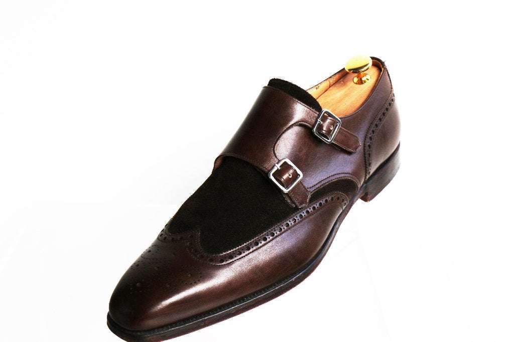 Bijna nieuw! Crockett & Jones Gower monk in 9.5 E = 43.5, Bruin, Ophalen of Verzenden, Crockett & Jones, Gespschoenen
