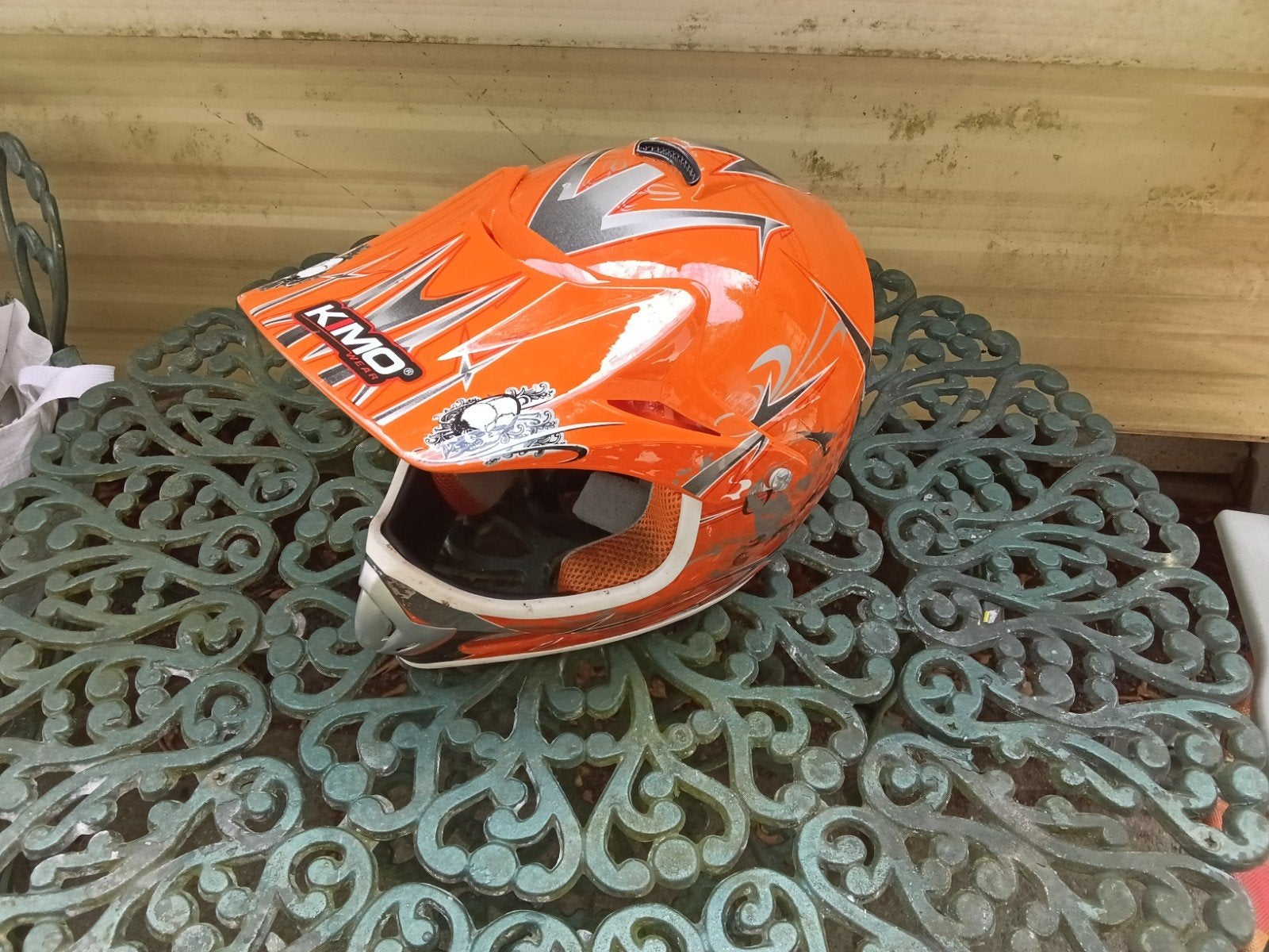 Oranje KMO Offroadhelm - Maat L (55-56), Overige merken, Ophalen of Verzenden, L, Tweedehands