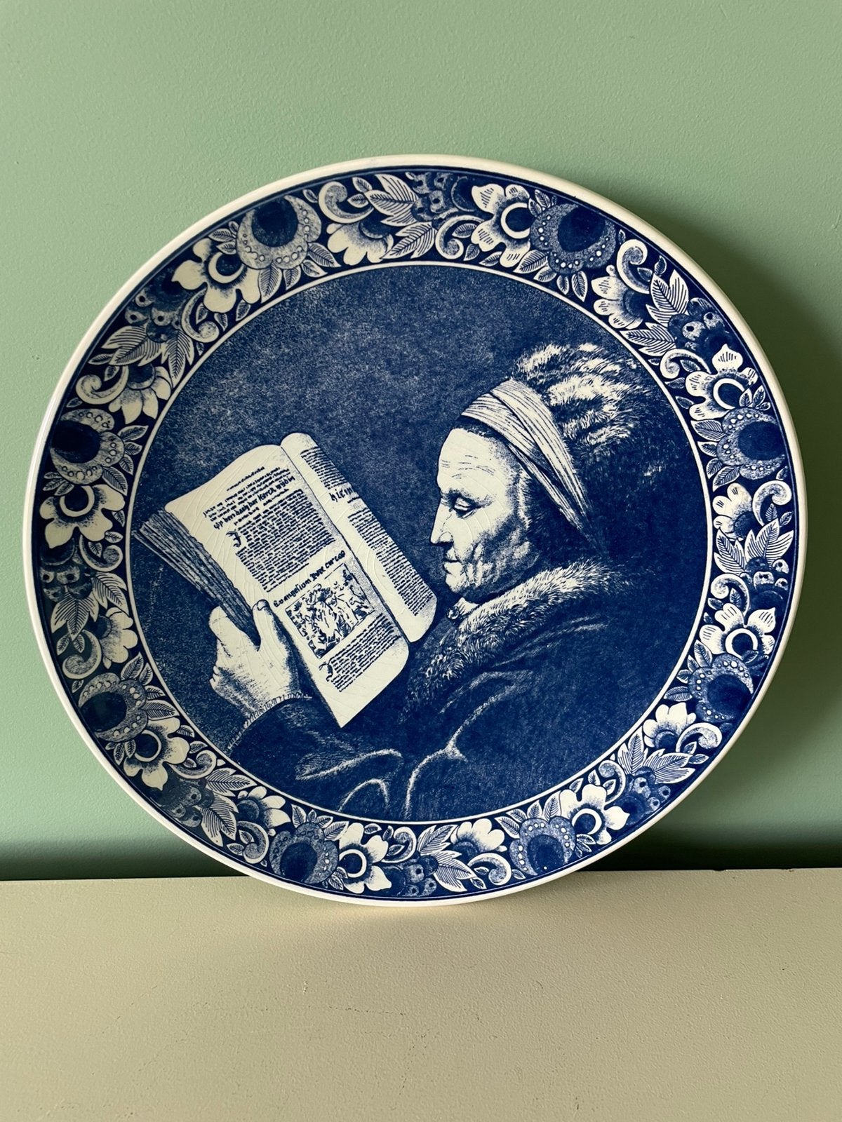 Groot Delfts Blauw wandbord ‘De moeder van Rembrandt’ - ZGAN, Ophalen of Verzenden