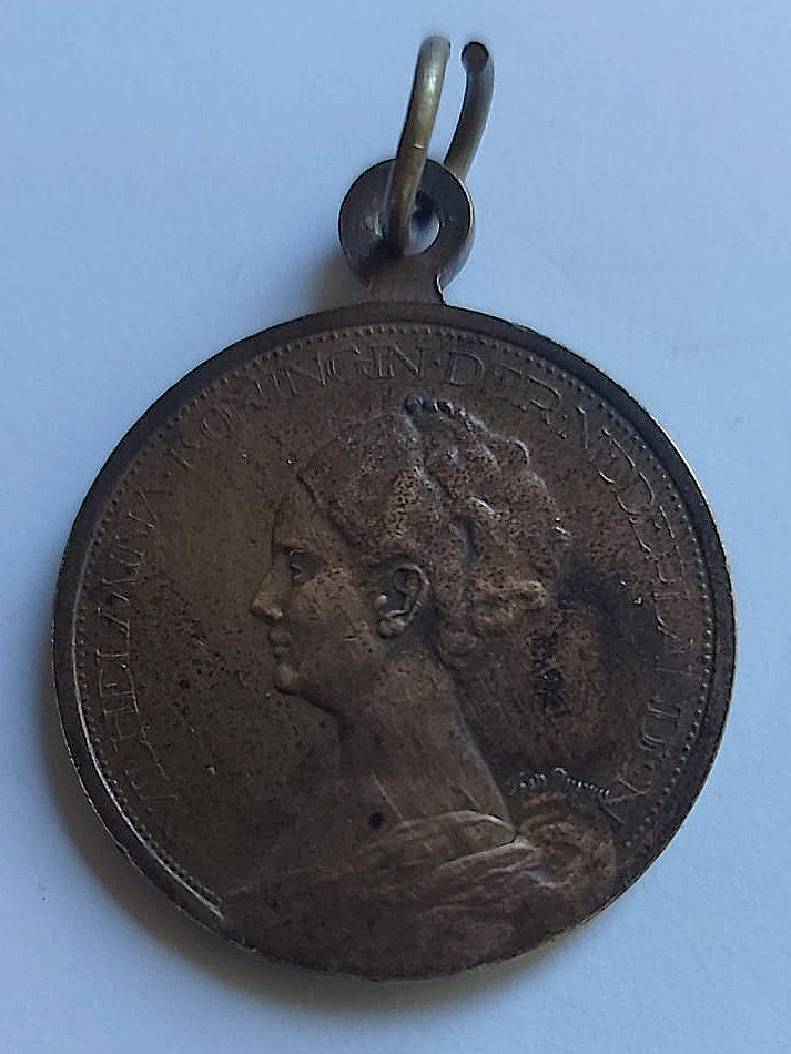 Draagpenning 25 jr Regerings Jubileum Kon. Wilhelmina 1923, Ophalen of Verzenden, Brons, Nederland