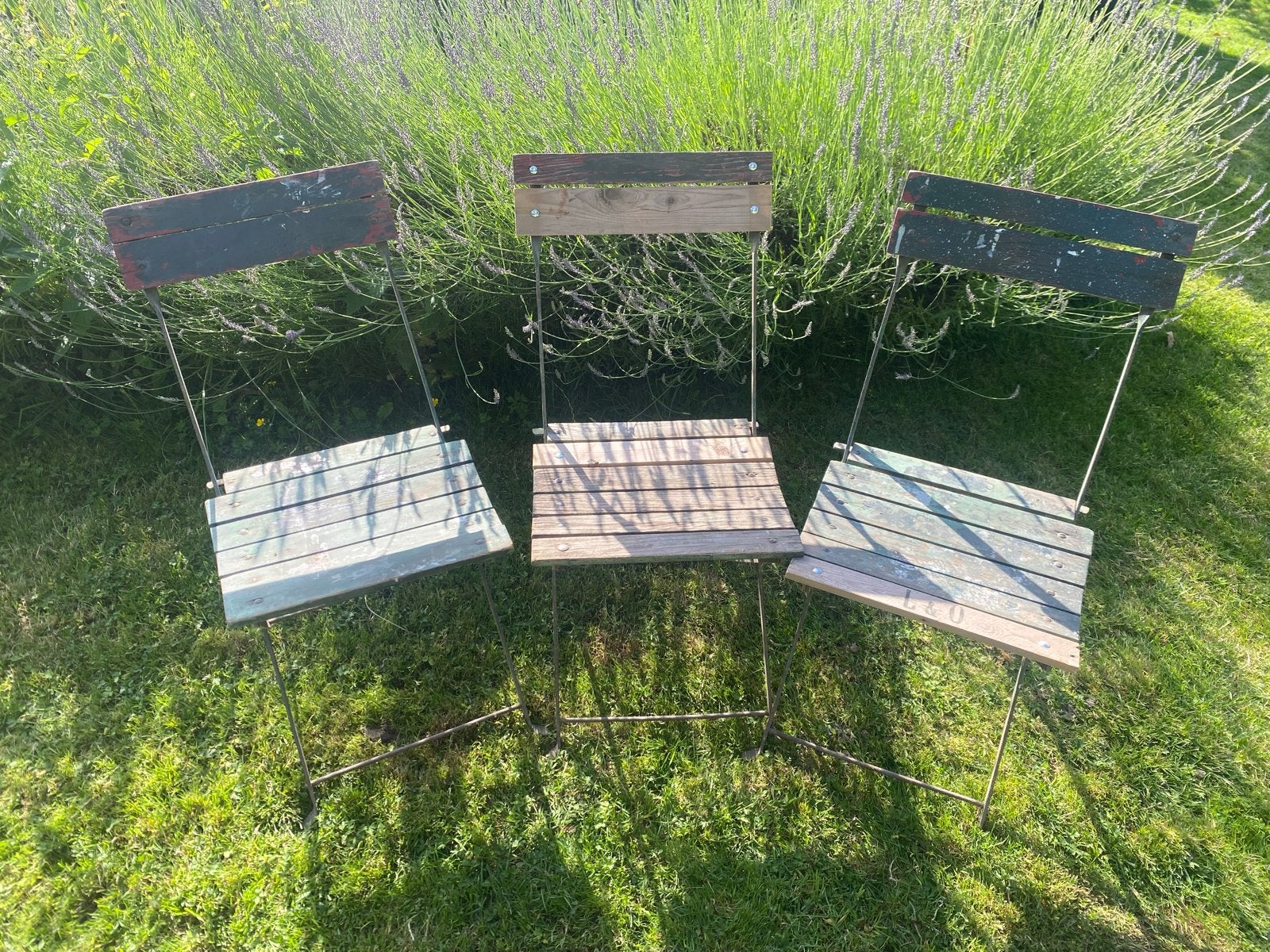 Set van 3 vintage inklapbare bistrostoelen uit Frankrijk, Antiek en Kunst, Ophalen
