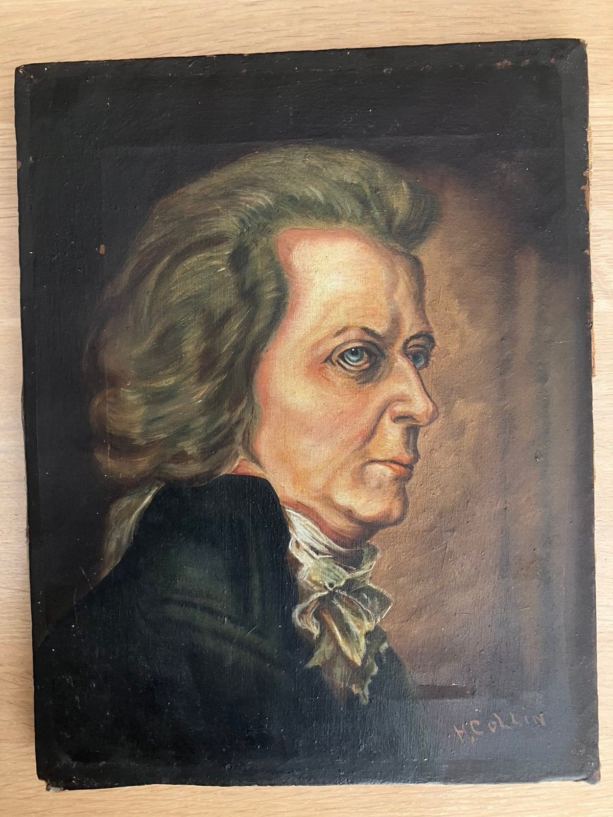 Schilderij portret Mozart olieverf op doek, H. Collin, Ophalen of Verzenden