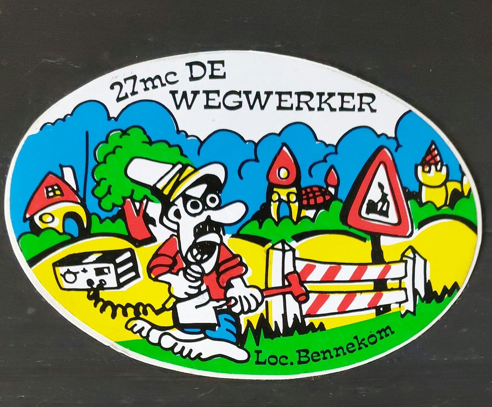 Sticker De Wegwerker Bennekom piratenzender zendamateur, Ophalen of Verzenden, Gebruikt